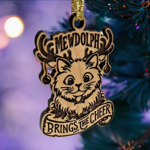 Mewdolph cute cat holiday ornament