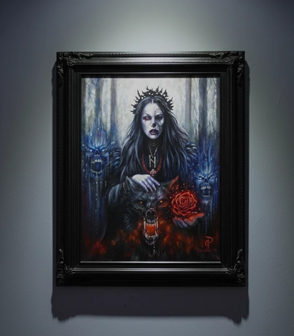 Norse Goddess Hel – Original Oil Painting on Canvas, Framed 18x24 Fantasy Art