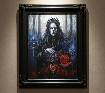 Norse Goddess Hel – Original Oil Painting on Canvas, Framed 18x24 Fantasy Art