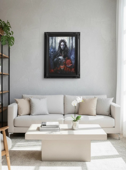 Norse Goddess Hel – Original Oil Painting on Canvas, Framed 18x24 Fantasy Art