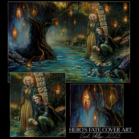 Hero's Fate Elven Cavern Art Print, fantasy landcape wall art home decor