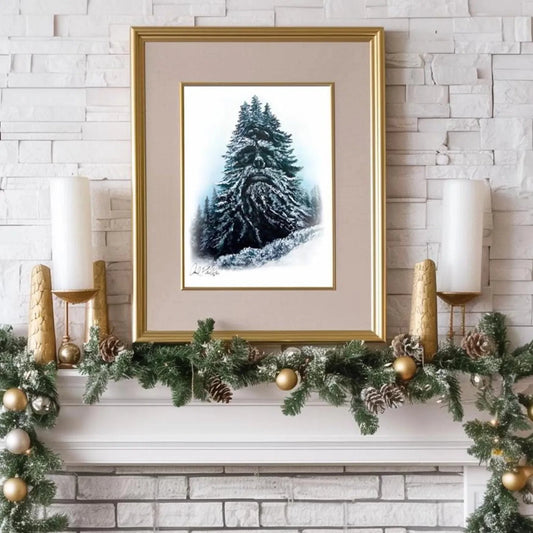 Winter King  YULE Tree  fine art Art print , holiday home decor