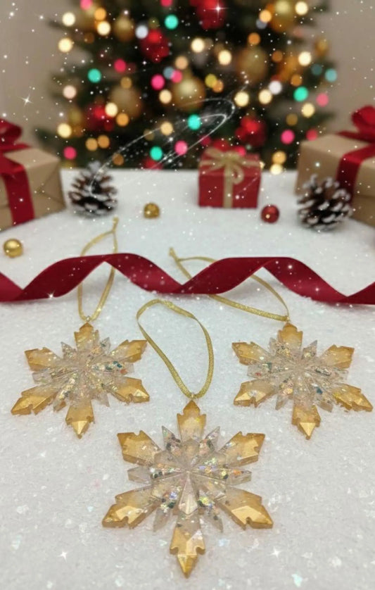 Mystery Resin Handmade Christmas  Snowflake Ornaments – Single or Set of 3