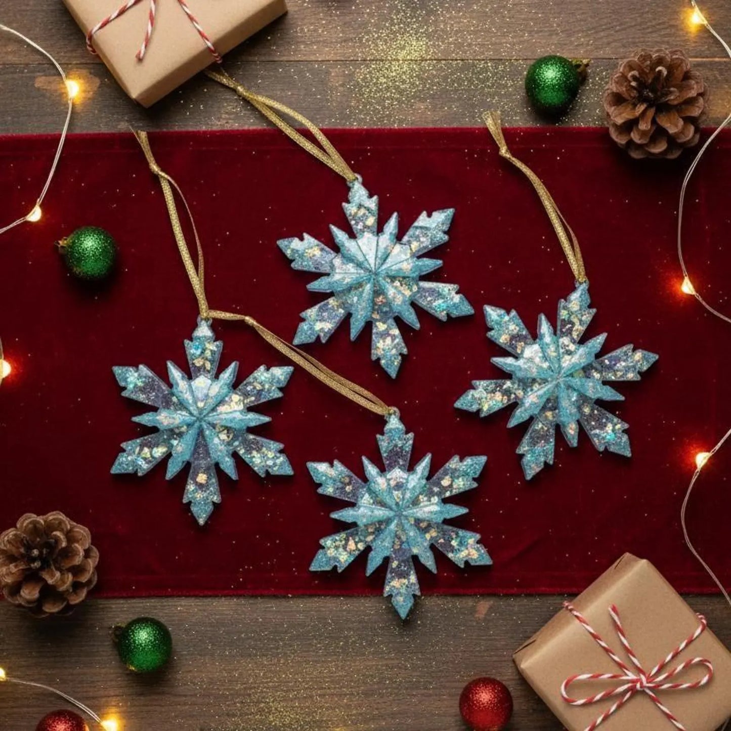 Mystery Resin Handmade Christmas  Snowflake Ornaments – Single or Set of 3
