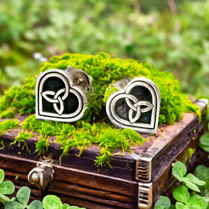 Celtic Knot Heart Design Earrings, Small Sterling Silver 925