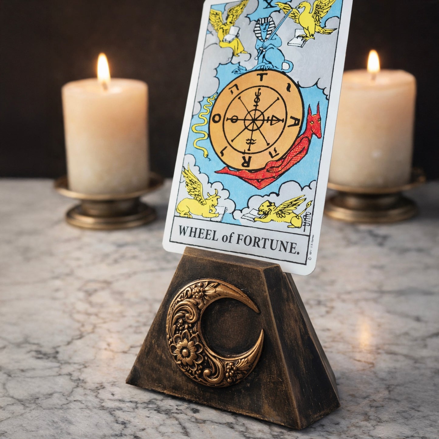 Gold Crescent Moon Tarot Card Holder