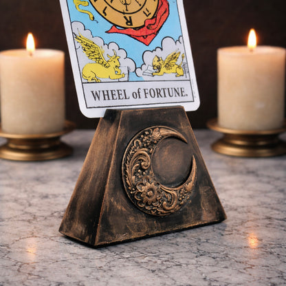 Gold Crescent Moon Tarot Card Holder