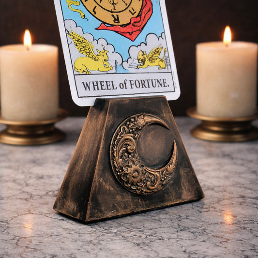 Gold Crescent Moon Tarot Card Holder