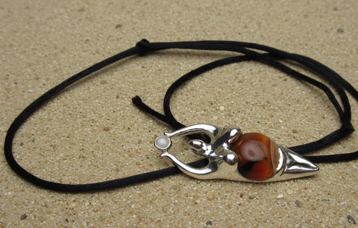 Sterling Silver Earth Goddess Pendant-Agate Moonstone  Lapis