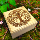 Yggdrasil World Tree Norse Celtic Small Keepsake Jewelry Stash box Natural