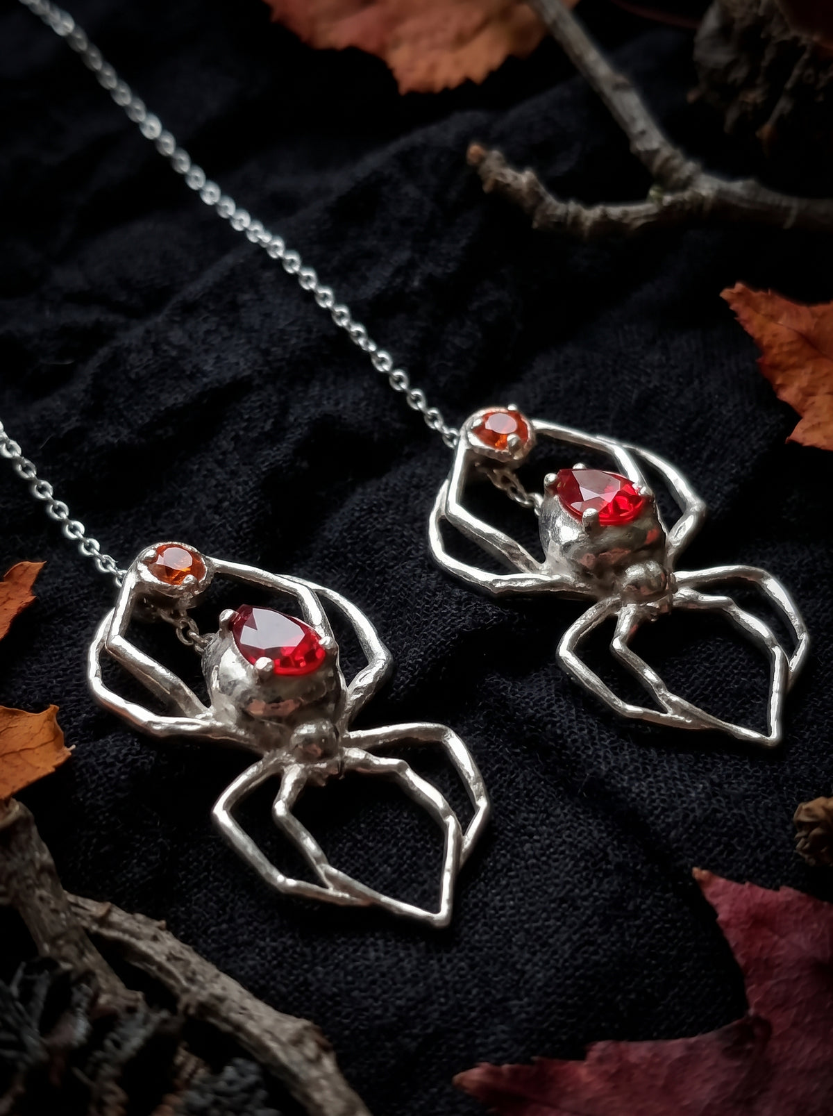 Spooky Witchy Gothic Spider Sterling Silver Threader Earrings