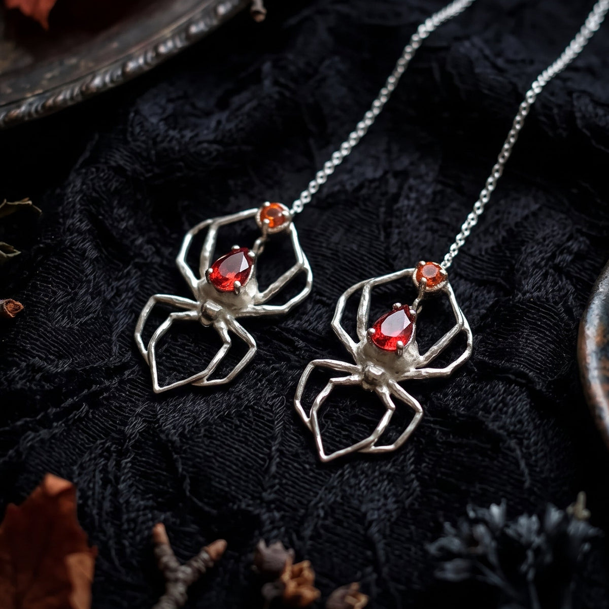 gothic gift , handmade sterling silver spider earrings