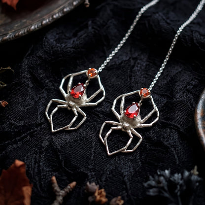 gothic gift , handmade sterling silver spider earrings