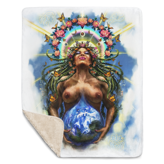 The World Gaia Goddess Throw Blanket, Sherpa