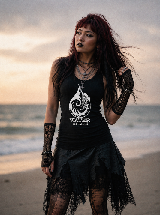 Water Is Life Mermaid Tank Top Ocean Wave Water Drop Fantasy Art Beach Lover Shirt