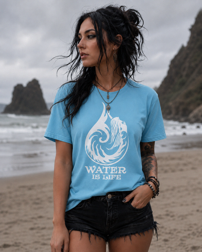 Water Is Life Mermaid T-Shirt Ocean Wave Fantasy Art Beach Unisex Tee Men Women