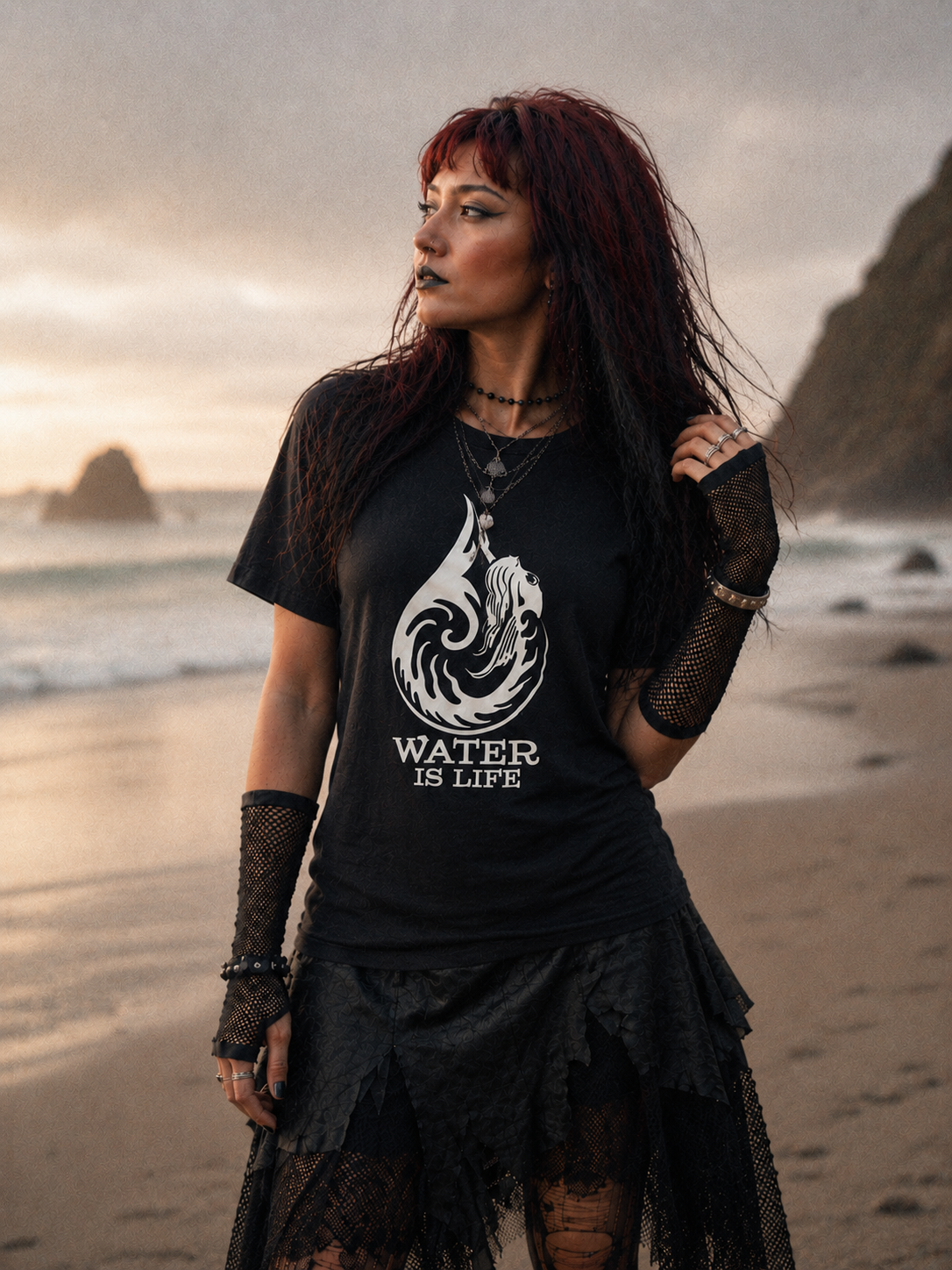 Water Is Life Mermaid T-Shirt Ocean Wave Fantasy Art Beach Unisex Tee Men Women