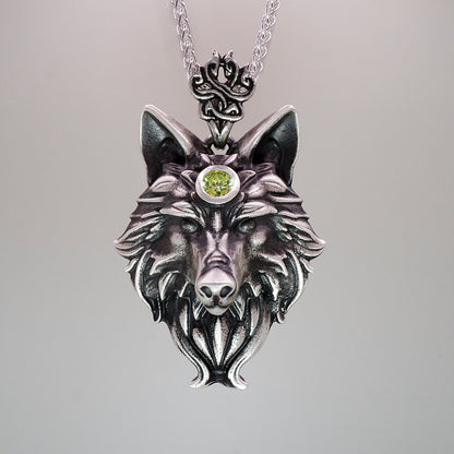 Fangborne Sterling Silver Wolf Pendant- Limited Edition- Birthstone pendant