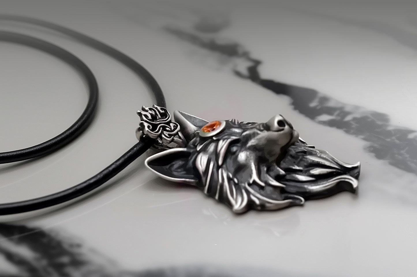 Fangborne Sterling Silver Wolf Pendant- Limited Edition- Birthstone pendant