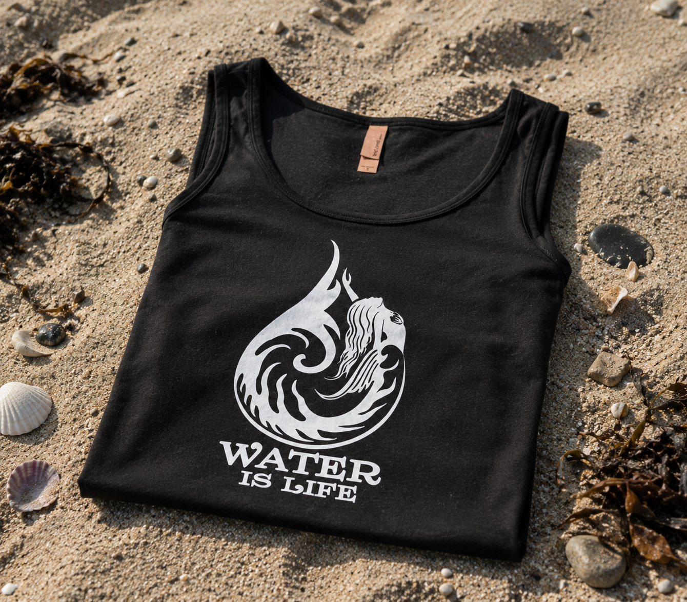 Water Is Life Mermaid Tank Top Ocean Wave Water Drop Fantasy Art Beach Lover Shirt
