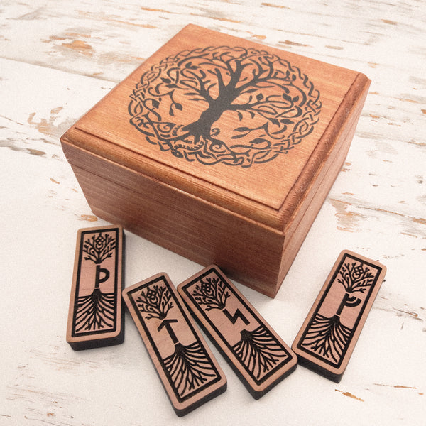 Norse Viking Elder Futhark LEAF Rune Set, yggdrasil ASH WOOD worldtree ...