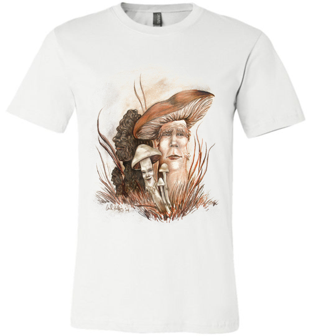 Mushroom People- Unisex Fitted Fantasy Art  Graphic T-shirt sizes (S-4XL) - Inlumined Arts LLC