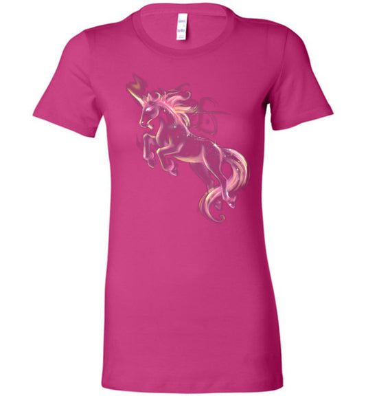 Ladies pink galaxy outerspace unicorn shirt celestial - Inlumined Arts LLC