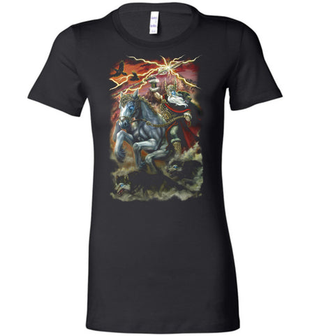 Odin and Sleipnir ladies fit norse Fantasy Art  shirt