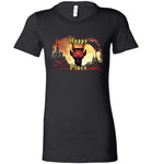 Ladies Happy Place, little devil in hell chibi graphic art shirt