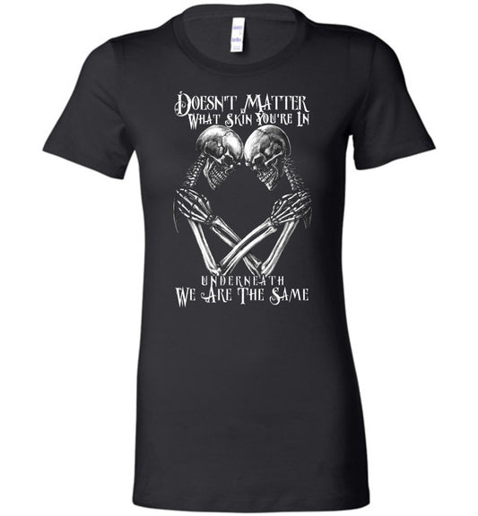 Skeleton Heart Unisex  t-shirt  Human Rights Political Bella Ladies - Inlumined Arts LLC