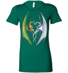 Entwined Dragons Fantasy Art  Womens Fitted  Graphic T-shirt