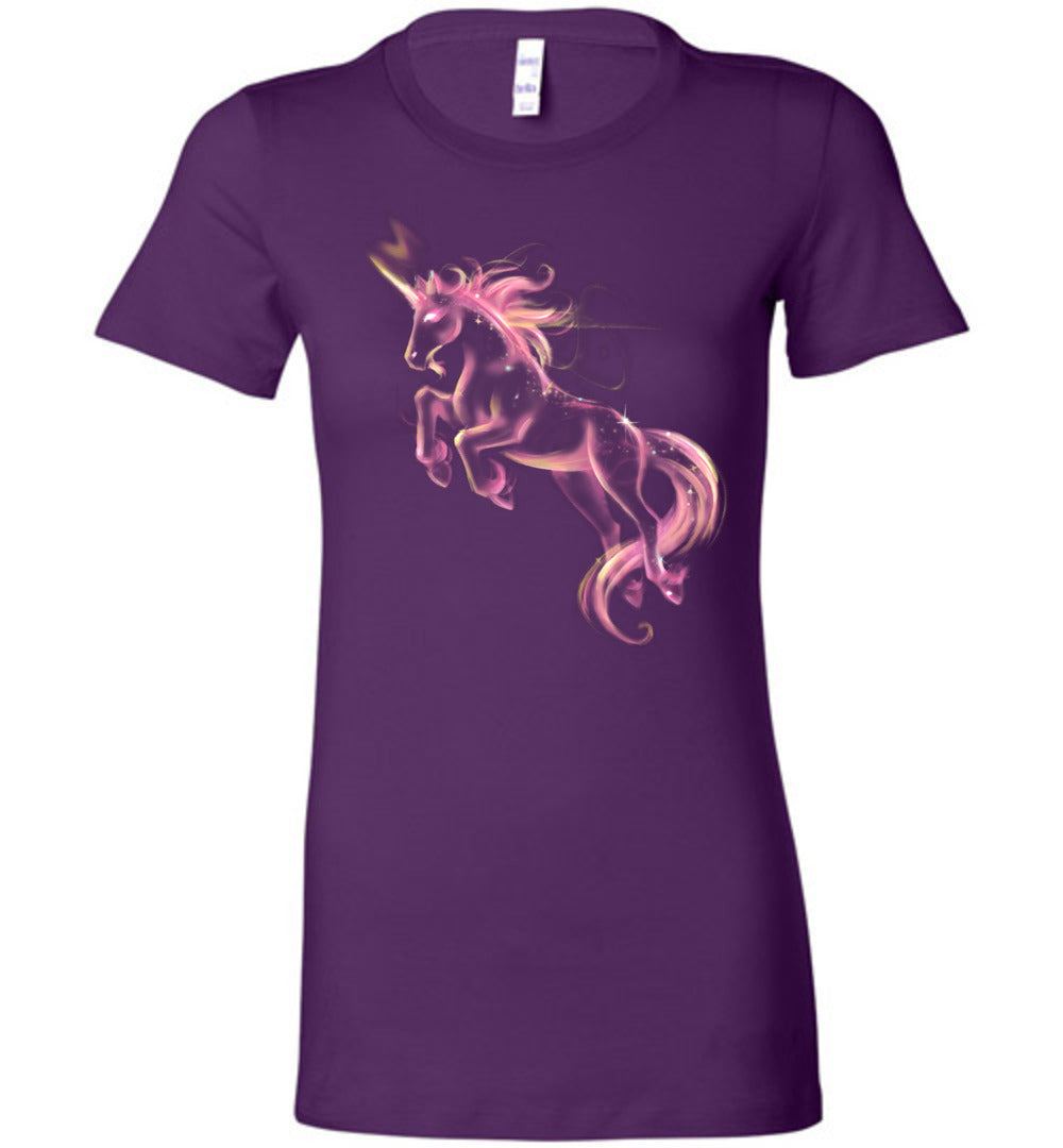 Ladies pink galaxy outerspace unicorn shirt celestial - Inlumined Arts LLC