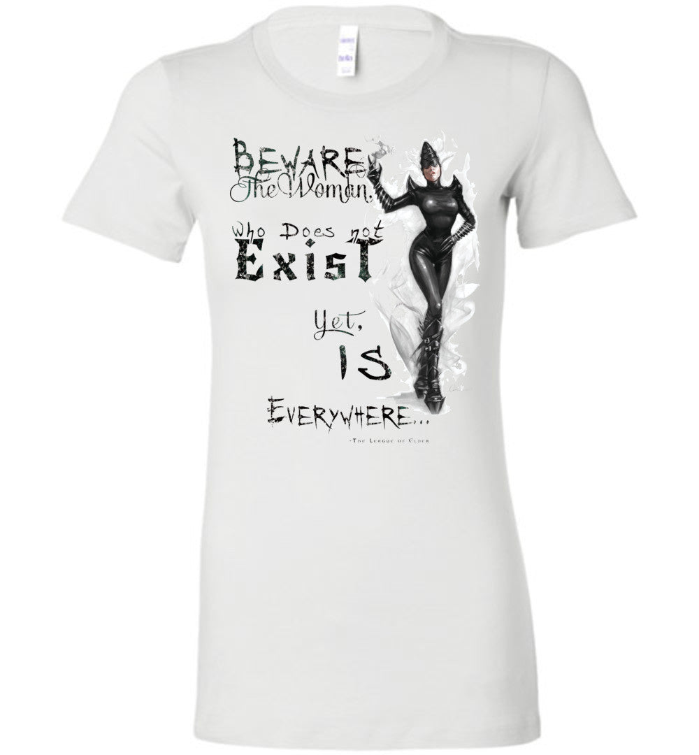 Shadow Tech Goddess Ladies  Bella Graphic  T shirt in White (S-2XL) - Inlumined Arts LLC