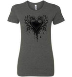 Ladies Fit Gothic Emo Rock and Roll Bleeding Heart Shirt s-2xl