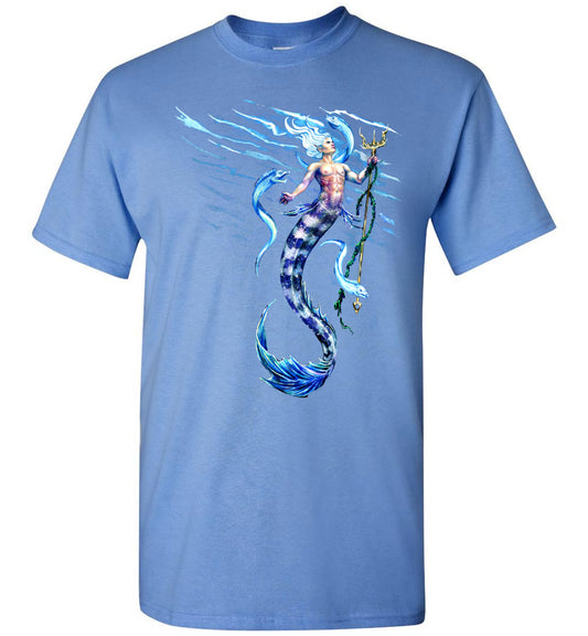 Deep Blue Merman Mermaid Ocean  Fish T-shirt - Inlumined Arts LLC