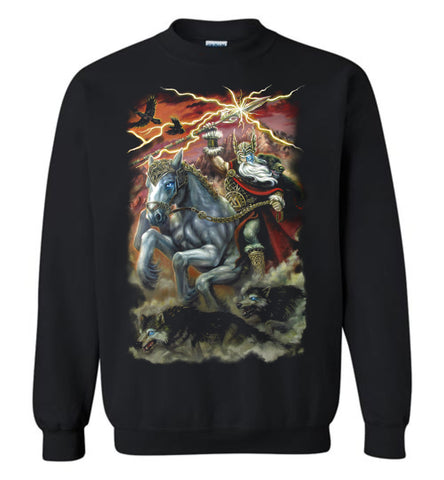 Odin Sleipnir  Crewneck Sweatshirt unisex Black Long Sleeves
