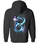 Singing Siren  Zip Front Hoodie skull mermaid