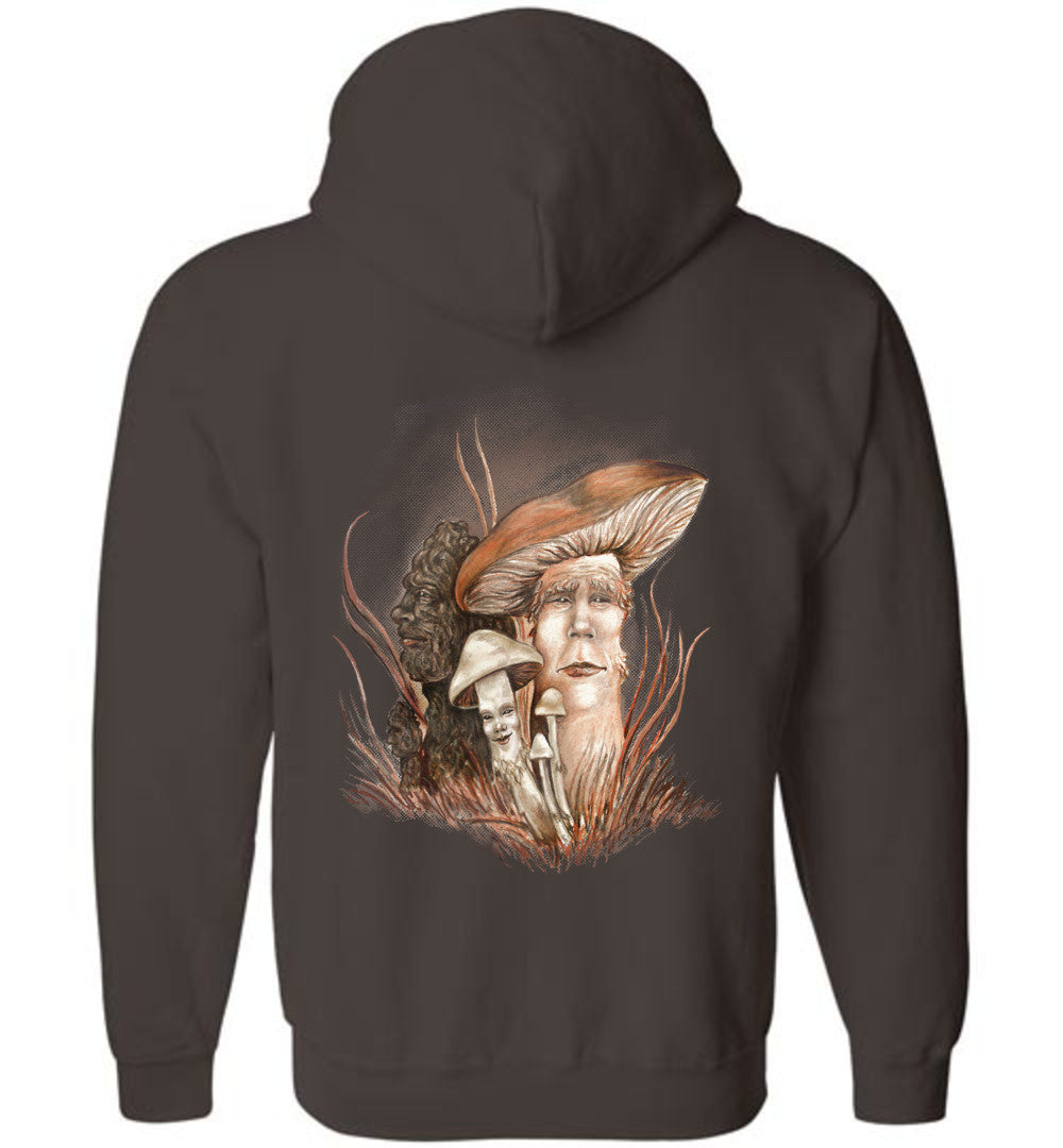 Mushroom People, Mushroom Hunting zip front hoodie unisex (s-5XL) - Inlumined Arts LLC