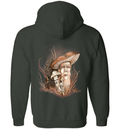 Mushroom People, Mushroom Hunting zip front hoodie unisex (s-5XL) - Inlumined Arts LLC