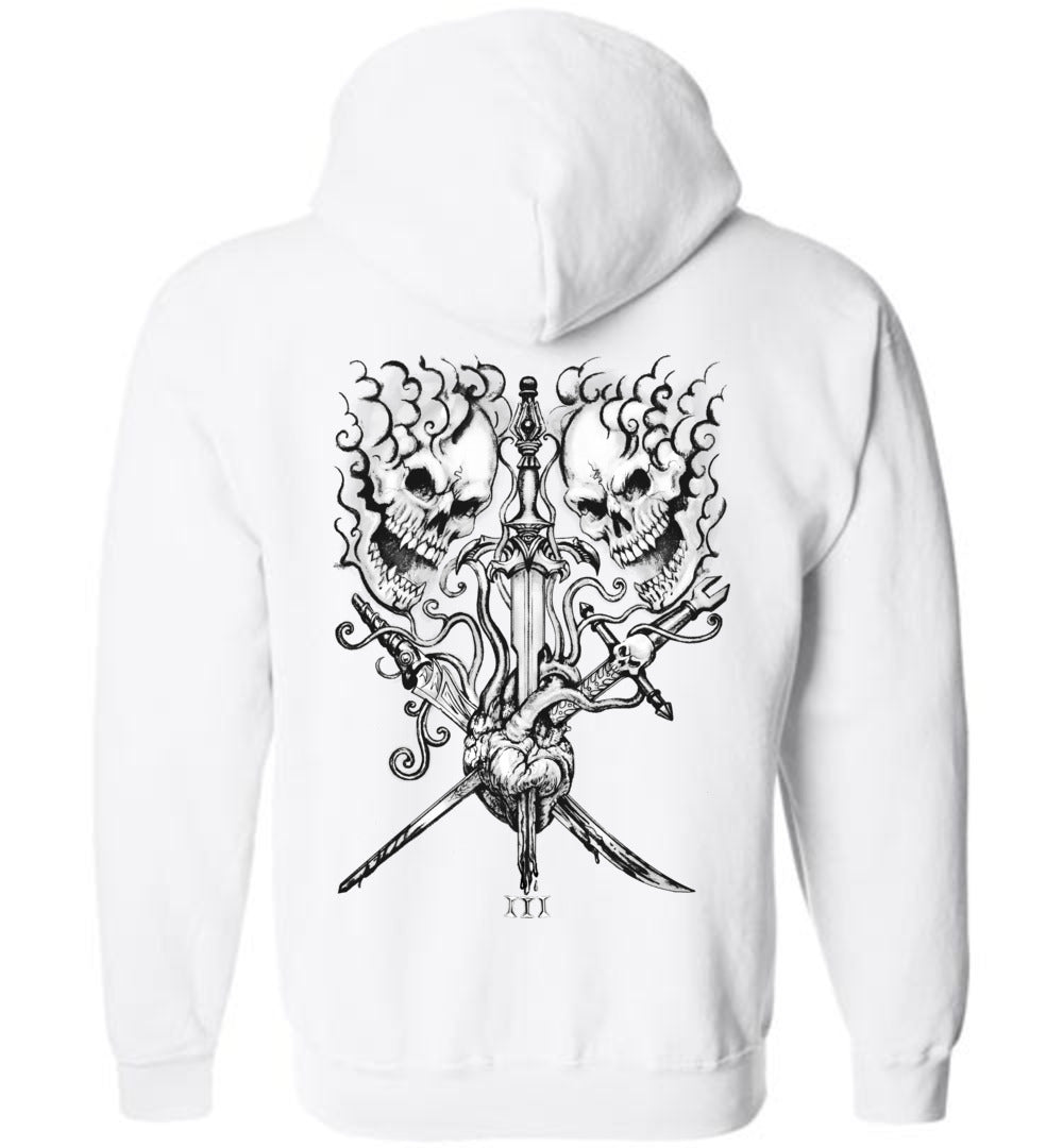3 of Swords heavy metal tattoo tarot hoodie sweatshirt - Inlumined Arts LLC