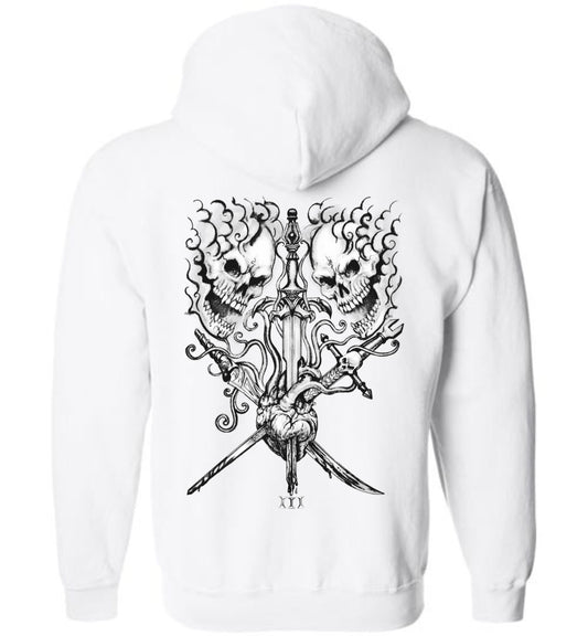 3 of Swords heavy metal tattoo tarot hoodie sweatshirt - Inlumined Arts LLC