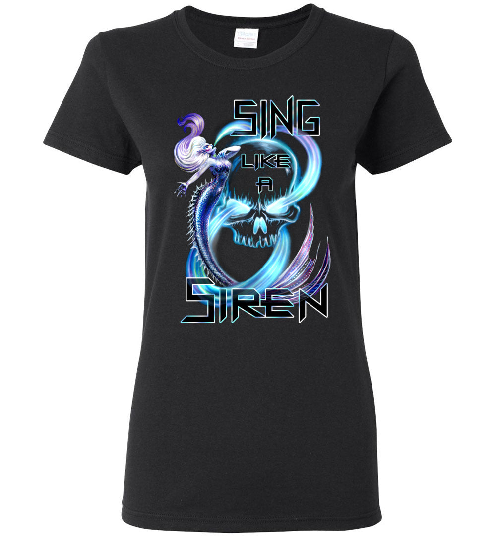 Singing Siren Mermaid Fantasy Art  T-shirt Ladies - Inlumined Arts LLC