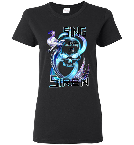 Singing Siren Mermaid Fantasy Art  T-shirt Ladies - Inlumined Arts LLC