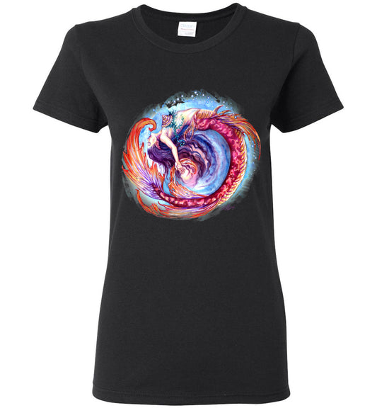 Mermaid Siren Fantasy Art Ocean Color Swirl Shirt Glidan Ladies - Inlumined Arts LLC