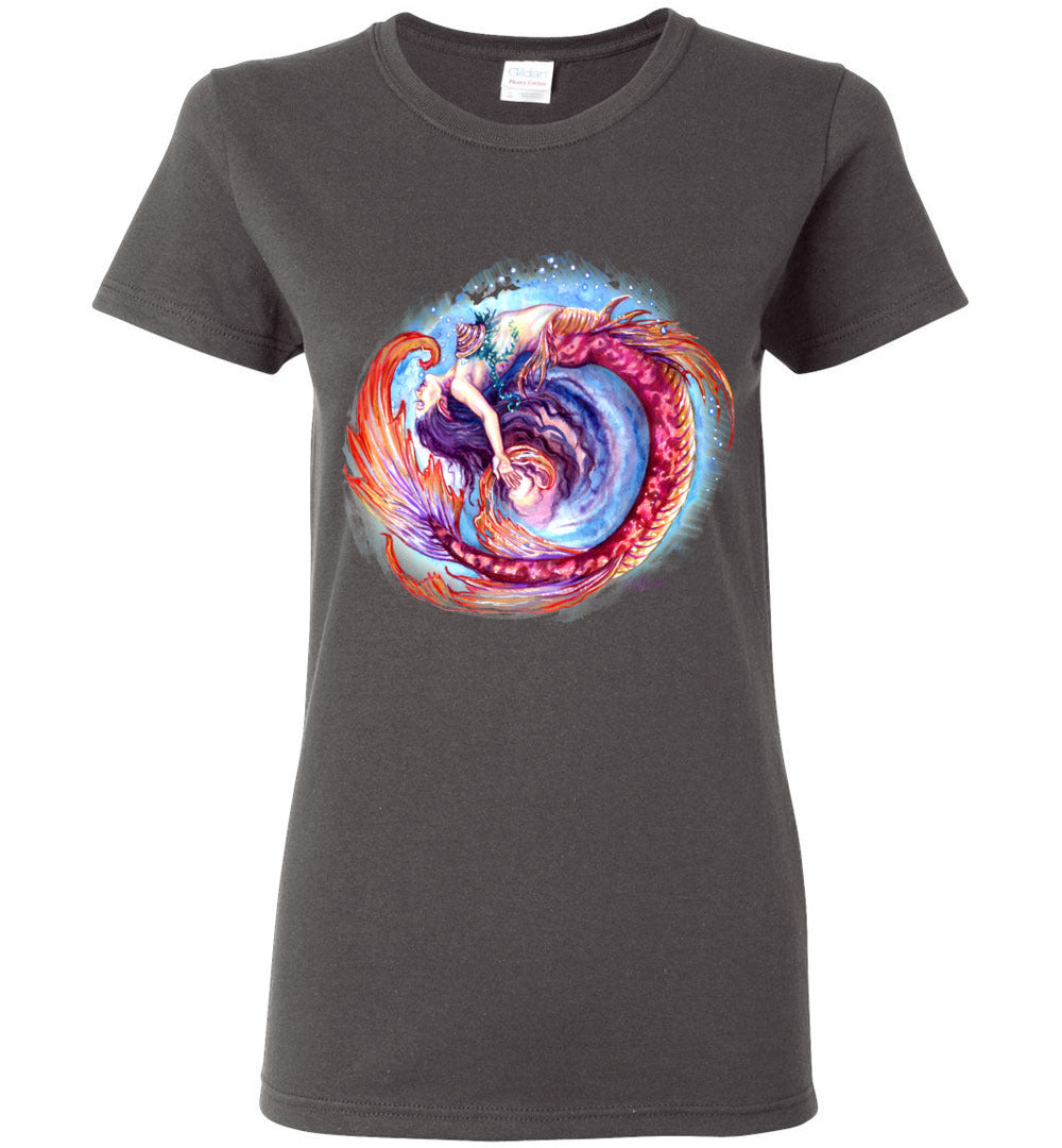Mermaid Siren Fantasy Art Ocean Color Swirl Shirt Glidan Ladies - Inlumined Arts LLC