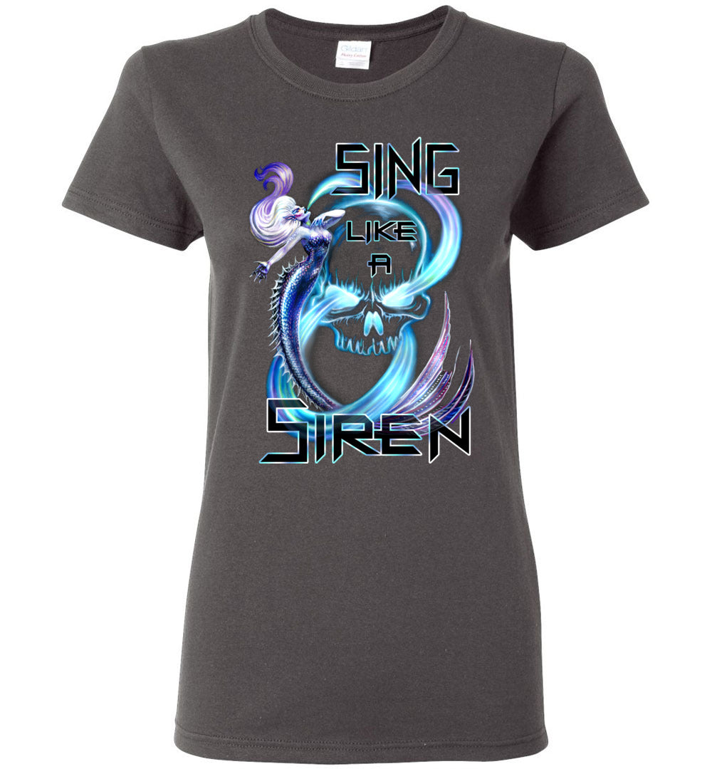 Singing Siren Mermaid Fantasy Art  T-shirt Ladies - Inlumined Arts LLC
