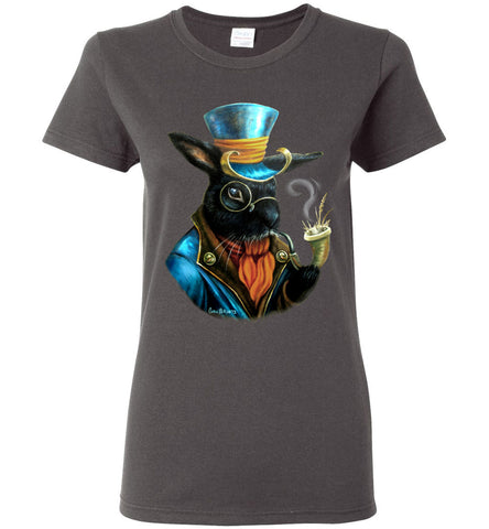 Ladies steam punk fantasy  smoking bunny  T-shirt