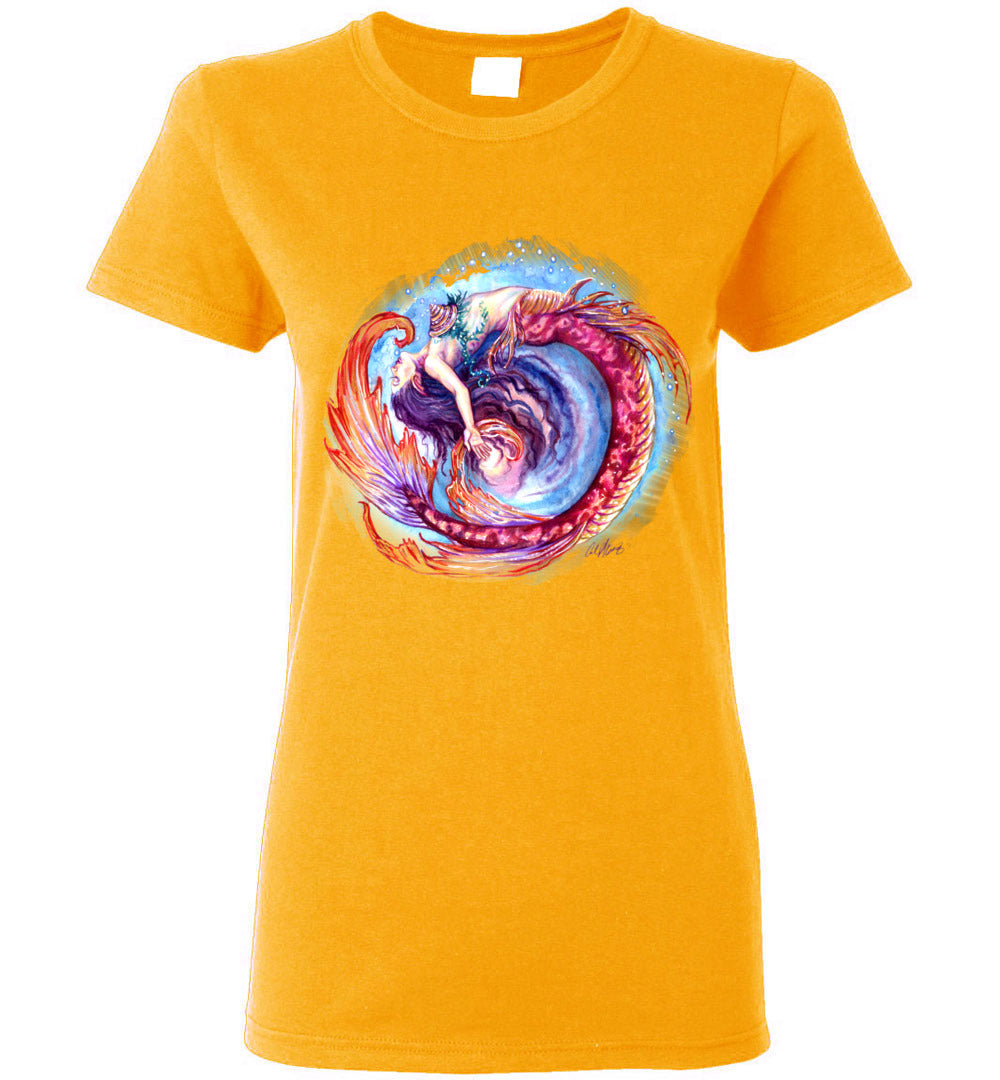 Mermaid Siren Fantasy Art Ocean Color Swirl Shirt Glidan Ladies - Inlumined Arts LLC
