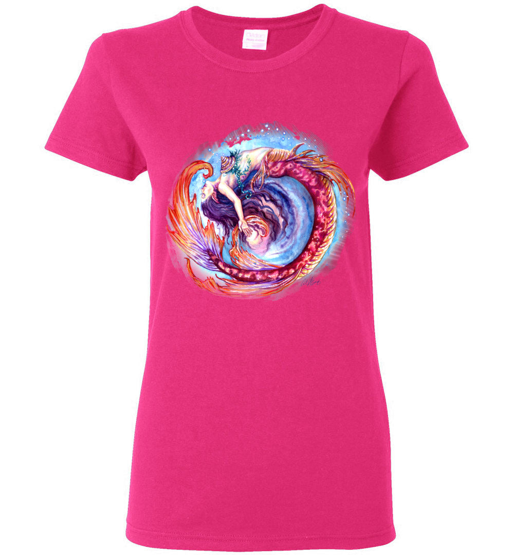 Mermaid Siren Fantasy Art Ocean Color Swirl Shirt Glidan Ladies - Inlumined Arts LLC