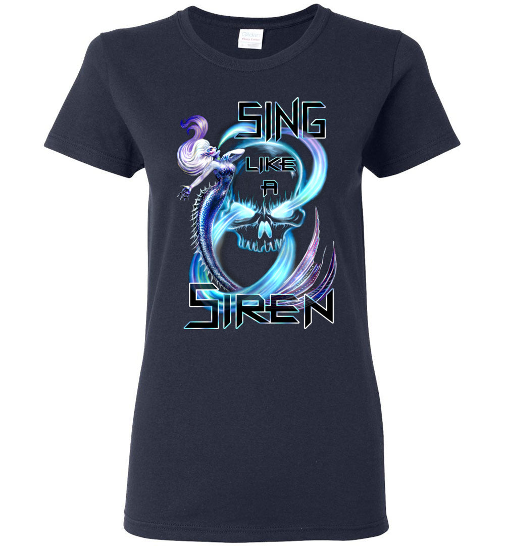Singing Siren Mermaid Fantasy Art  T-shirt Ladies - Inlumined Arts LLC